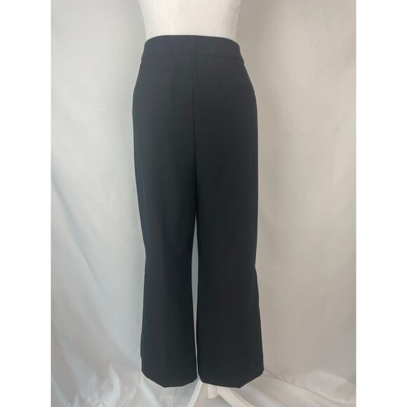 Banana Republic Black High-Waisted Wide-Leg Button-Front Pants Size 14 - Picture 2 of 6